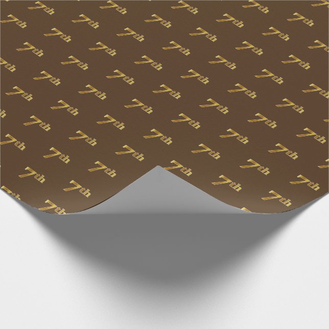 Brown, Faux Gold 7th (Seventh) Event Wrapping Paper (Corner)