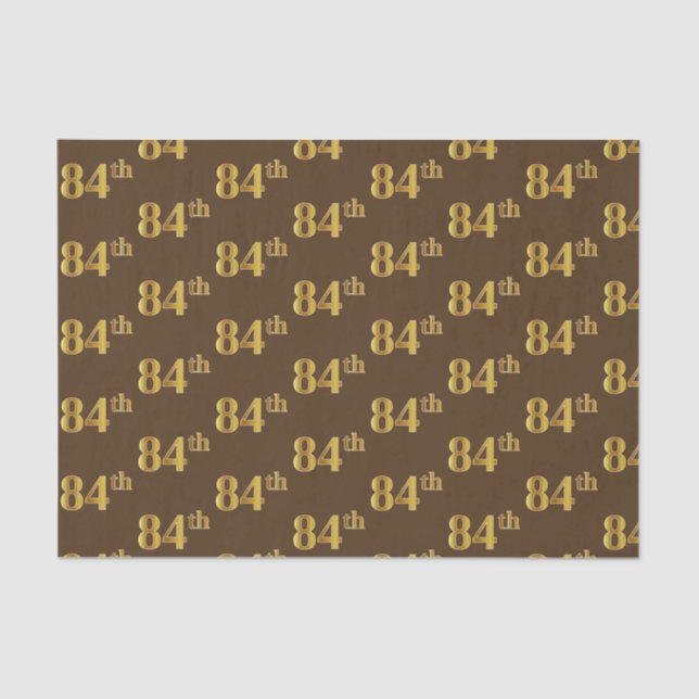 Brown, Faux Gold 84th (Eighty-Fourth) Event Tissue Paper (Front)
