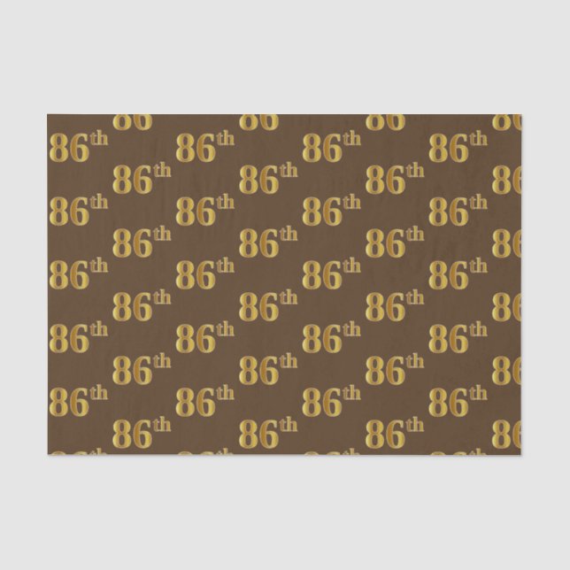 Brown, Faux Gold 86th (Eighty-Sixth) Event Tissue Paper (Front)