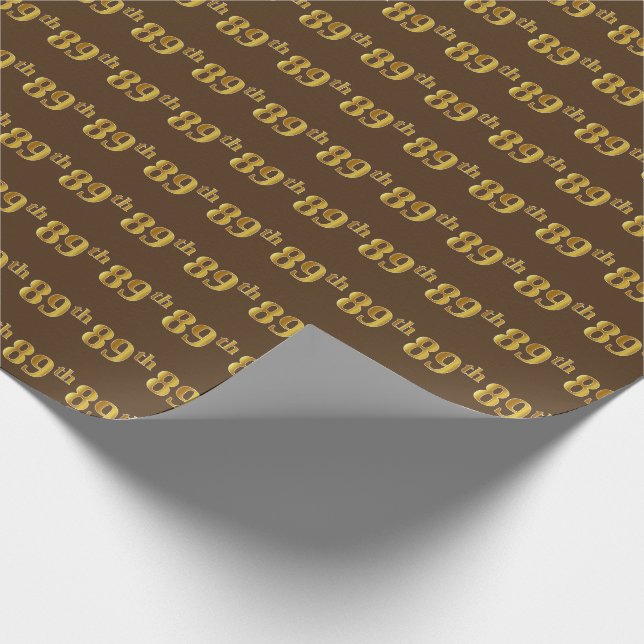 Brown, Faux Gold 89th (Eighty-Ninth) Event Wrapping Paper (Corner)