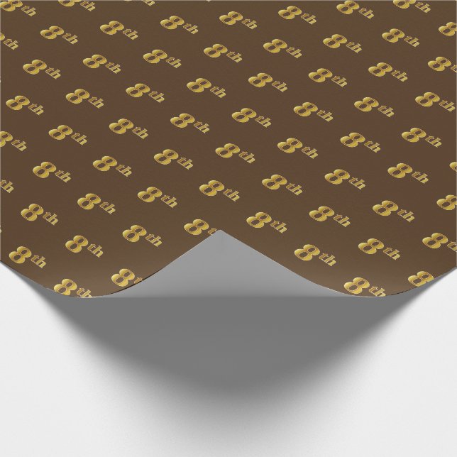 Brown, Faux Gold 8th (Eighth) Event Wrapping Paper (Corner)