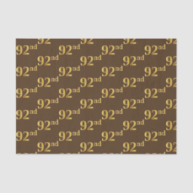 Brown, Faux Gold 92nd (Ninety-Second) Event Tissue Paper (Front)