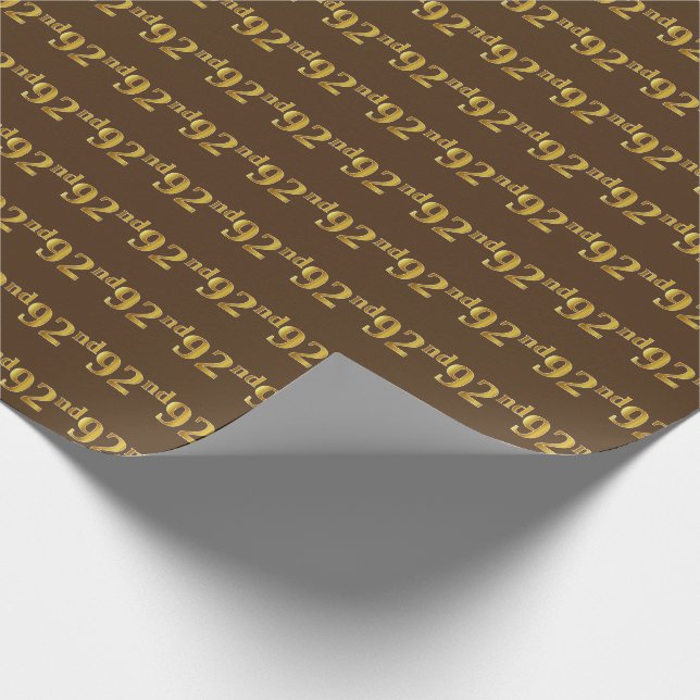 Brown, Faux Gold 92nd (Ninety-Second) Event Wrapping Paper (Corner)