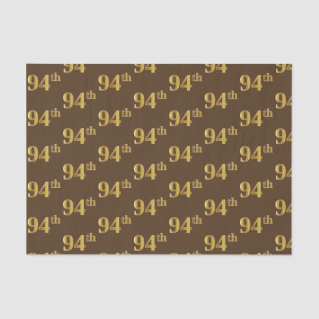 Brown, Faux Gold 94th (Ninety-Fourth) Event Tissue Paper (Front)