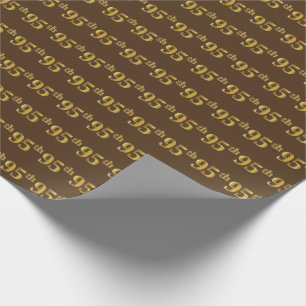 Brown, Faux Gold 95th (Ninety-Fifth) Event Wrapping Paper