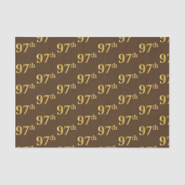 Brown, Faux Gold 97th (Ninety-Seventh) Event Tissue Paper (Front)