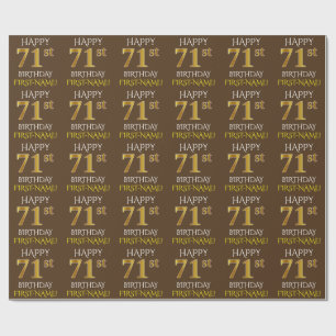 Brown, Faux Gold "HAPPY 71st BIRTHDAY" Wrapping Paper