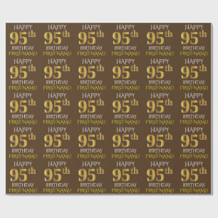 Brown, Faux Gold "HAPPY 95th BIRTHDAY" Wrapping Paper