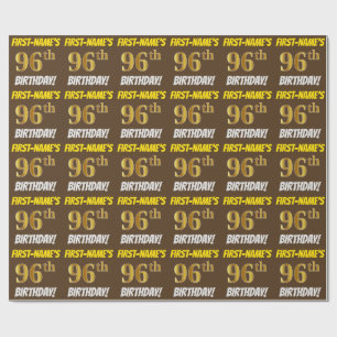 Brown, Faux/Imitation Gold, "96th BIRTHDAY" Wrapping Paper
