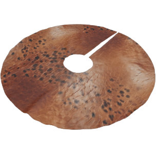 Brown Faux Leather  Brushed Polyester Tree Skirt