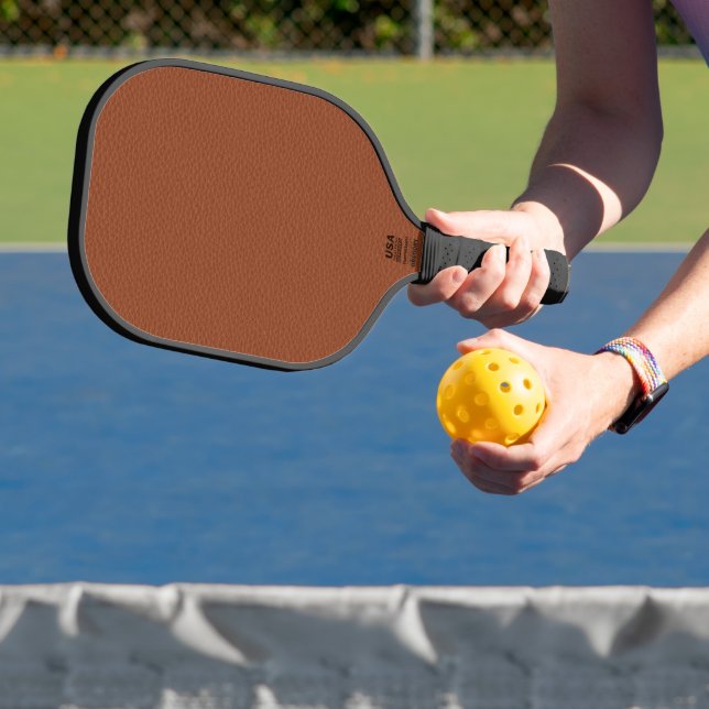 Brown Faux Leather Custom Monogram Pickleball Paddle (Insitu)