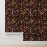Brown Faux Leather Floral
