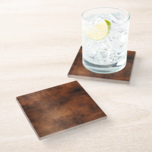 Brown Faux Leather Glass Coaster