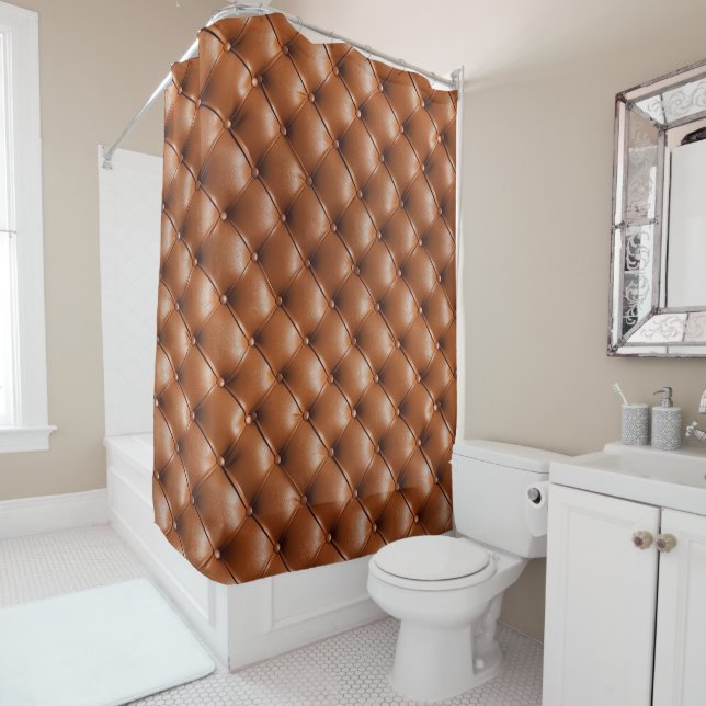 Brown Faux Leather (leather look) Shower Curtain (In Situ)