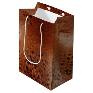 Brown Faux Leather  Medium Gift Bag