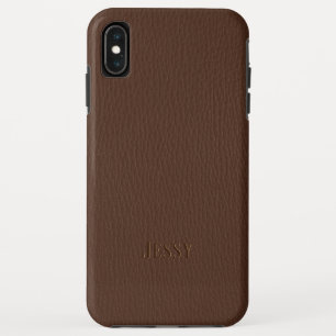 Brown faux leather monogram Case-Mate iPhone case