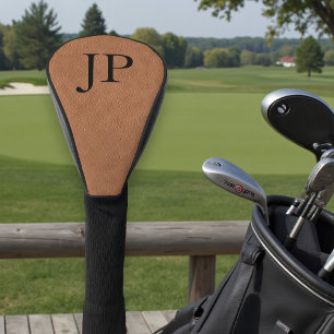 Brown Faux Leather Monogram Golf Gift Head Cover