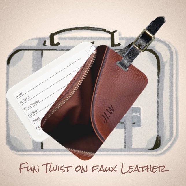 Brown Faux Leather Satin Luggage Tag (Creator Uploaded)