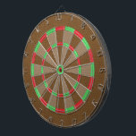 Brown Faux Leather Texture Dartboard<br><div class="desc">A trendy modern design with a brown faux leather texture print with red and green accents.</div>