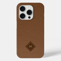 Brown Faux Leather Texture Monogram