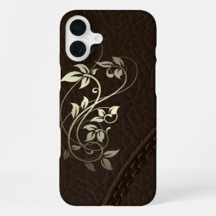 Brown Faux Leather Upholstery iPhone 16 Plus Case