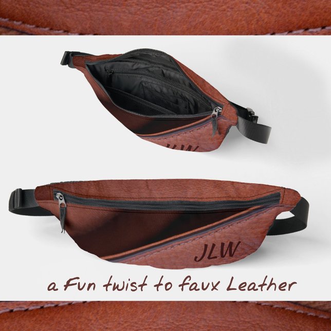 Brown Faux Leather with Initials Stylish Unisex Bum Bags (Creator Uploaded)