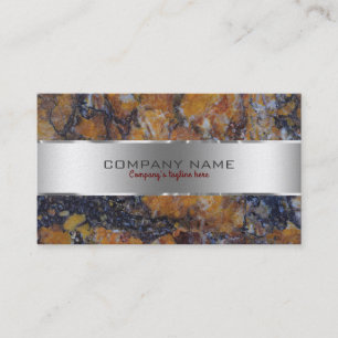 Brown faux Marble & Metallic Silver Business Card
