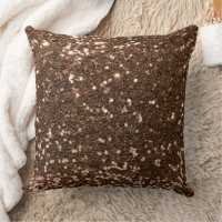 Brown Faux Sequin Glitter Throw Pillow