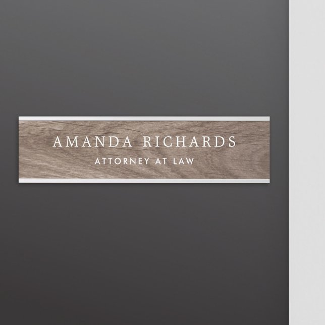 Brown faux wood grain name and title door sign (Creator Uploaded)