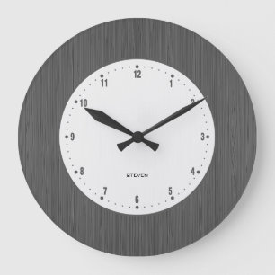 Brown Faux Wood Grain Print Large Clock