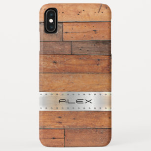 Brown faux wood planks with metallic silver Case-Mate iPhone case