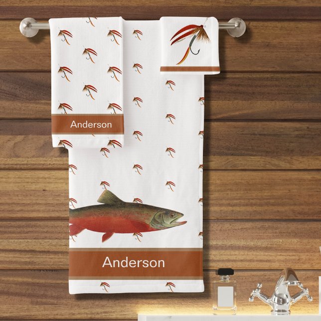 Brown Fishermen's Fly fishing and Trout Bath Towel Set (Creator Uploaded)
