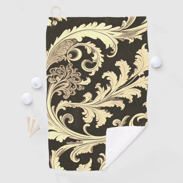 Brown Fleur Antique Pattern Golf Towel (InSitu)