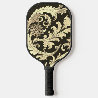 Brown Fleur Antique Pattern Pickleball Paddle