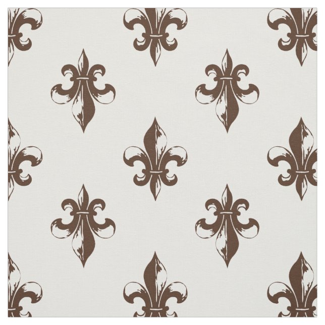 Brown Fleur De Lis Pattern Fabric (Swatch)
