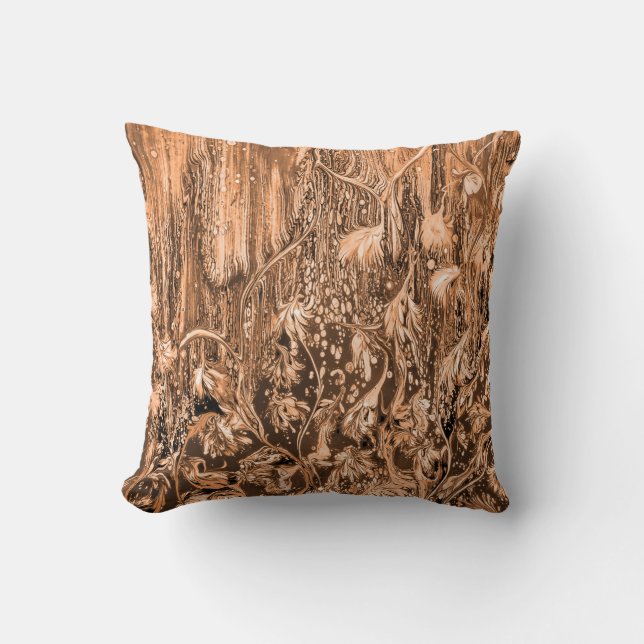 Brown Floral Abstract Cushion (Front)