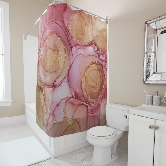 Brown Floral Abstract  Shower Curtain (In Situ)