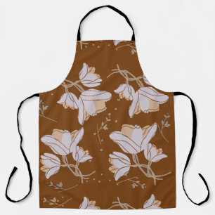 BROWN, FLORAL APRON
