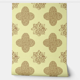 Brown Floral Arabesque Wallpaper