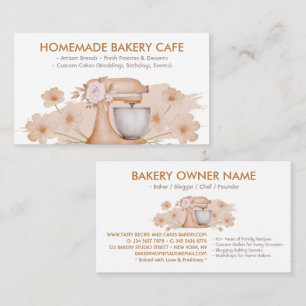 Brown Floral Baking & Cooking Utensil Bakery Business Card