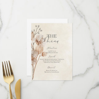 Brown Floral Bridal Shower Menu