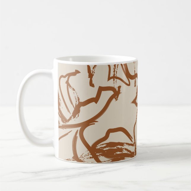 Brown Floral brush strokes seamless pattern backgr Coffee Mug (Left)