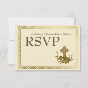 Brown Floral Cross RSVP