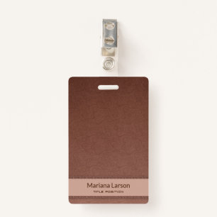 Brown Floral Damask Pattern ID Badge