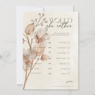 Brown Floral Guess who Bridal Shower Game Invitation