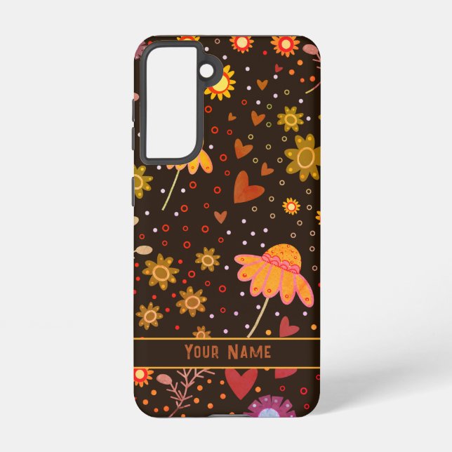 Brown Floral Inspirivity Customised Samsung Case (Back)