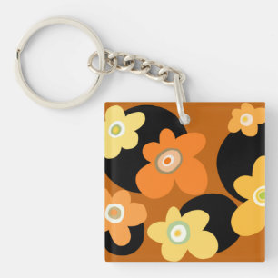 Brown floral keychain