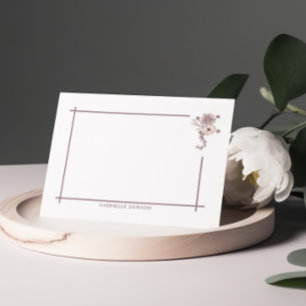 Brown Floral Name Note Cards