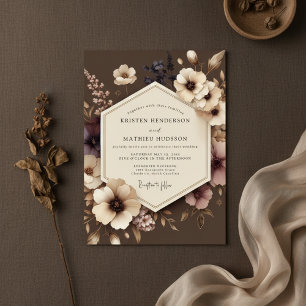 Brown Floral Nocturne Wedding Invitation