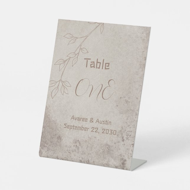 Brown Floral Print Background With Brown Text Pedestal Sign (Front)